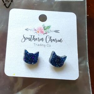 Galaxy cat stud earrings